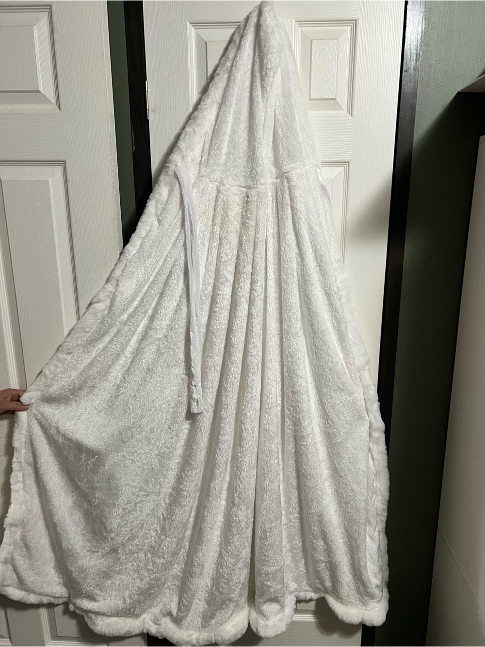 White fleece cape